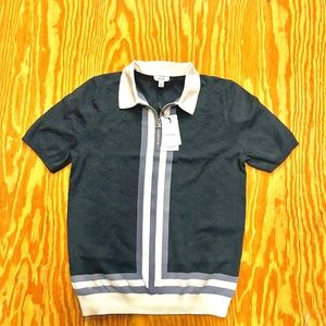 LONDON-SS HALF ZIP TEXTURE